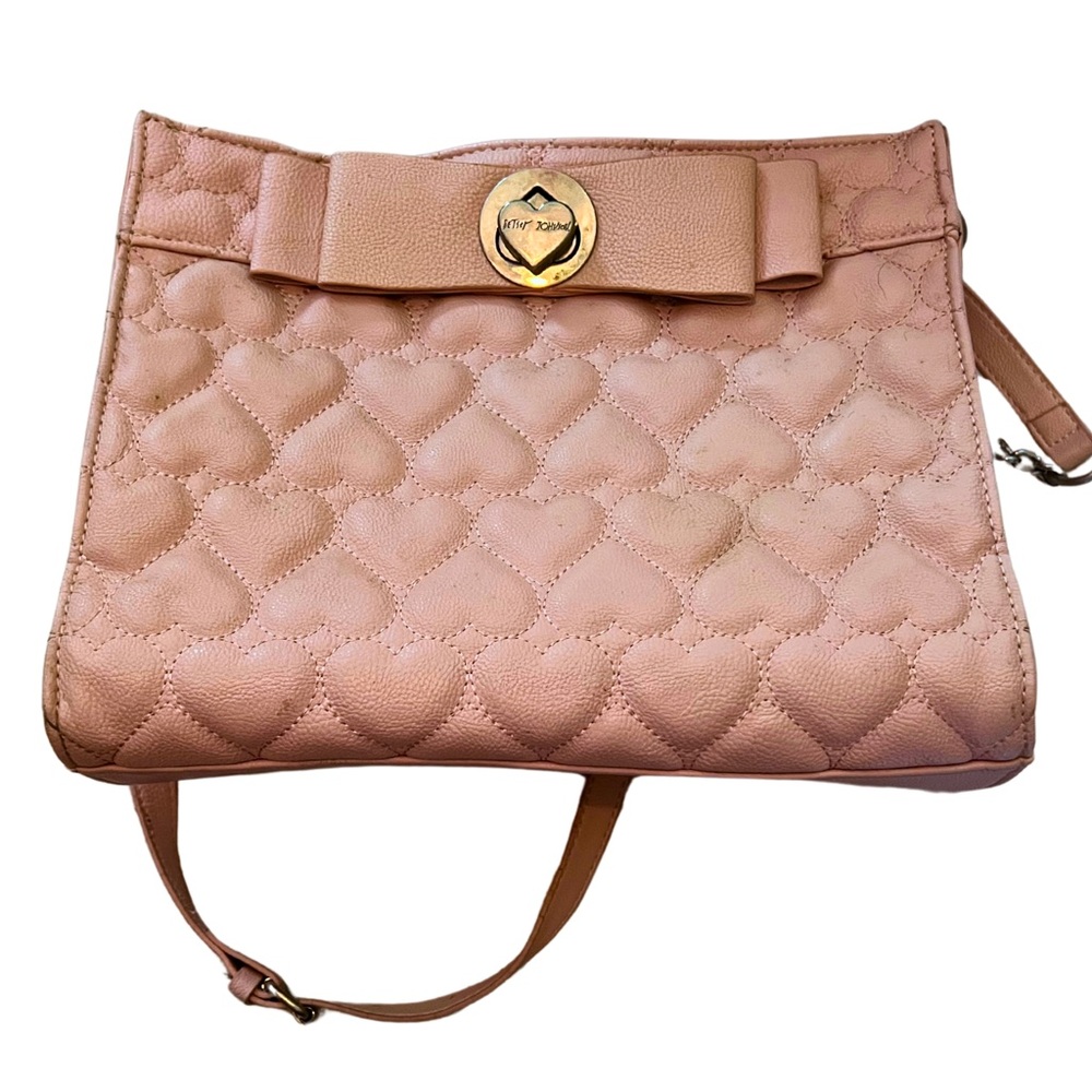 Betsey Johnson Pink Heart Quilted Shoulder Bag